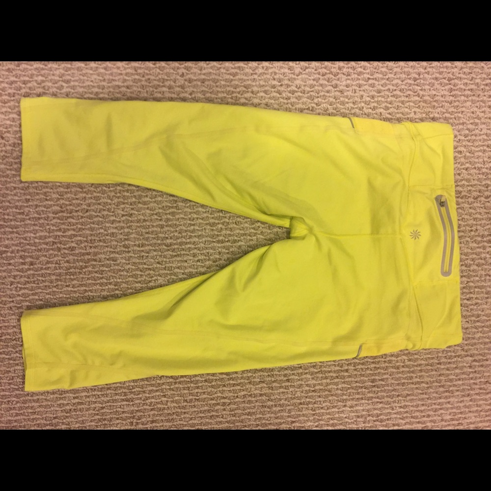 Athleta size medium neon yellow capris